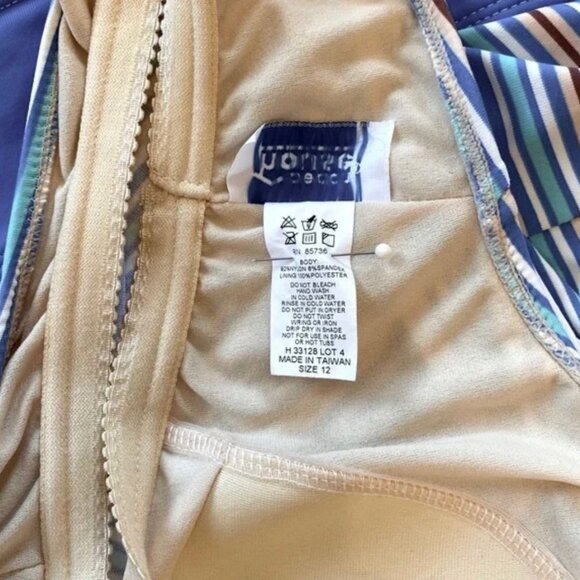 Beach House striped halter tankini with side grommet tie. Women's size 12 - Picture 6 of 6